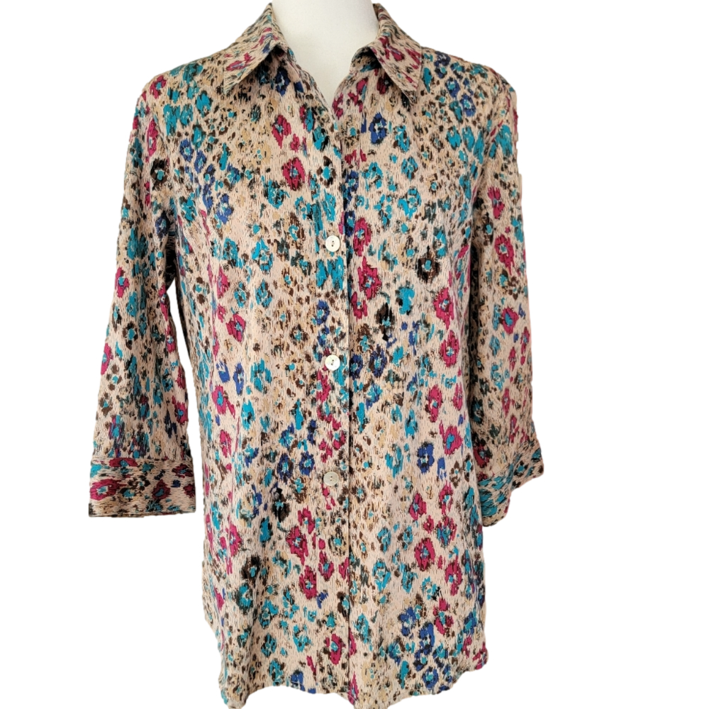 Addition's by Chico's Multicolor Abstract Blouse Size Large (chico's 2) EUC
